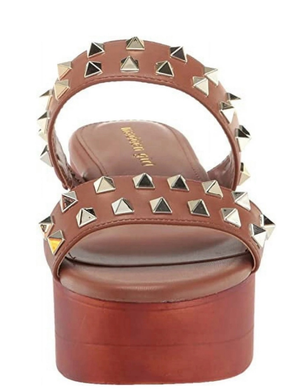 Madden Girl Brown Studded Platform Slide Sandals